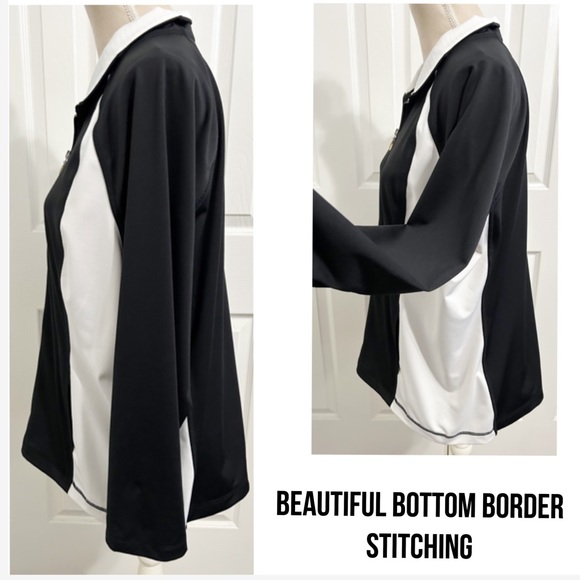 NWOT Style & co Sport, Black & White Color Blocked, Lightweight Zipper Jacket - Picture 3 of 7